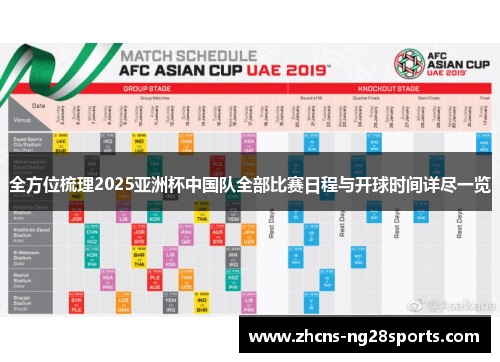 全方位梳理2025亚洲杯中国队全部比赛日程与开球时间详尽一览
